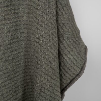 Washed linen fabric dark grey and green diamond pattern, fabric edge
