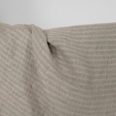 Washed linen fabric lilac green pattern, 100% linen