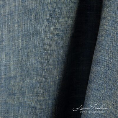 Linen fabric in herringbone pattern
