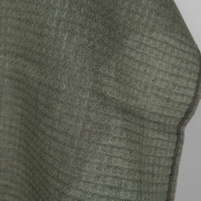 Linen fabric dark grey and green diamond pattern, fabric edge