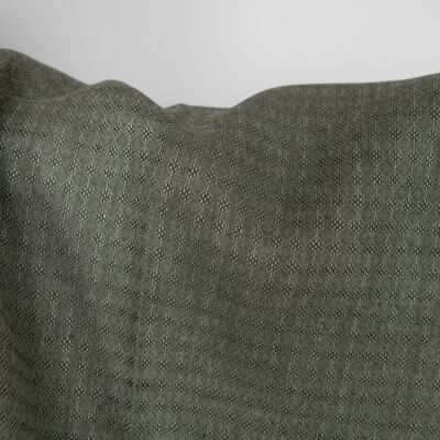 Linen fabric dark grey and green diamond pattern, dobby