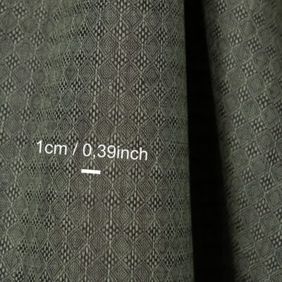 Linen fabric dark grey and green diamond pattern, with measurements