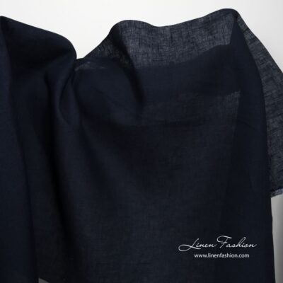 Black-blue linen fabric