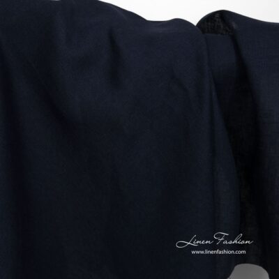 Black-blue linen fabric