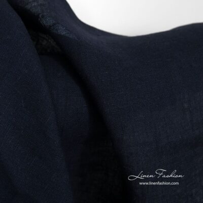 Black-blue linen fabric