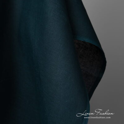 Linen fabric dark blue colour edge