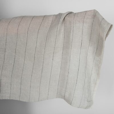 Natural transparent linen fabric with black stripes washed 5 Natural transparent linen fabric with black stripes washed