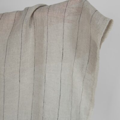 Natural transparent linen fabric with black stripes washed 8 Natural transparent linen fabric with black stripes washed product photo