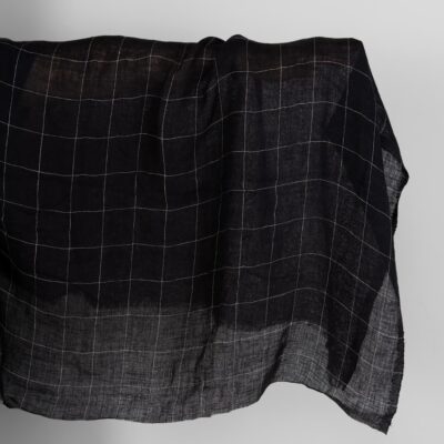 Black transparent checked linen fabric washed 5 Black transparent checked linen fabric washed