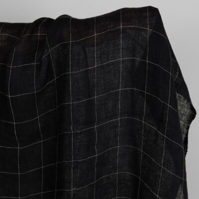 Black transparent checked linen fabric washed 8 Black transparent checked linen fabric washed product photo