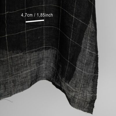 Black transparent checked linen fabric washed 6 Black transparent checked linen fabric washed with measurements