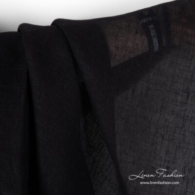 Black linen fabric, open weave