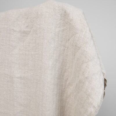 Heavy linen washed fabric herringbone beige 7 linen washed herringbone beige fabric, 360gr/m2.