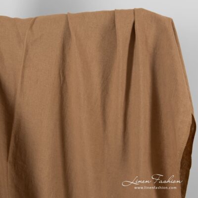 Light brown linen fabric with golden lurex washed 6 Light brown linen fabric with golden lurex