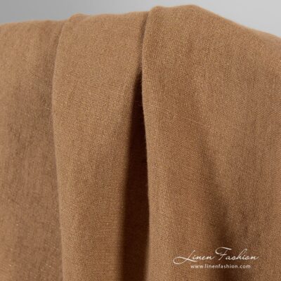 Light brown linen fabric with golden lurex washed 7 Light brown linen fabric with golden lurex, washed