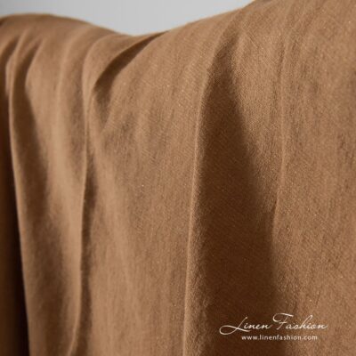 Light brown linen fabric with golden lurex washed 8 Light brown linen fabric with golden lurex, specially washed