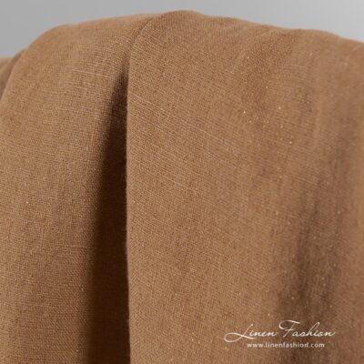 Light brown linen fabric with golden lurex washed 9 100% linen light brown fabric with golden lurex