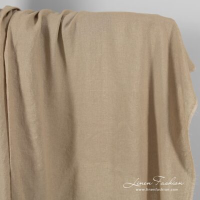 Dark beige linen fabric with silver lurex washed 6 Dark beige linen fabric with silver lurex, washed