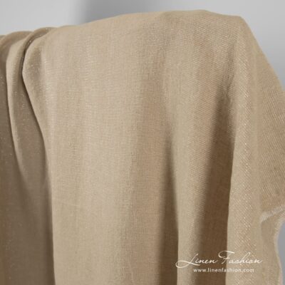 Dark beige linen fabric with silver lurex washed 8 Dark beige linen fabric with silver lurex, specially washed