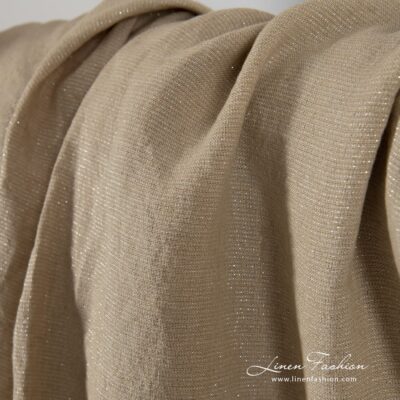 Dark beige linen fabric with silver lurex washed 10 Dark beige linen fabric with silver lurex, perfect for clothes and home textile