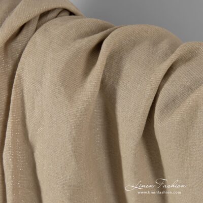 Dark beige linen fabric with silver lurex washed 9 Dark beige linen fabric with silver lurex, washed