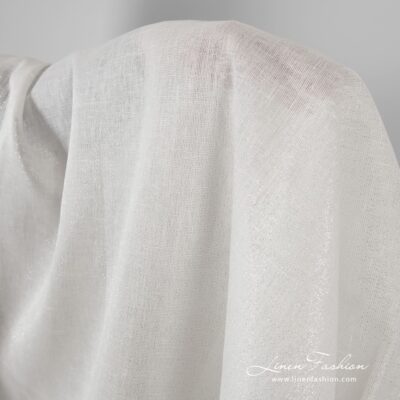 Lightweight linen fabric in white and silver colors