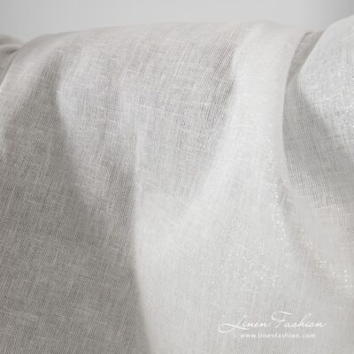 Off-white linen fabric with silver lurex