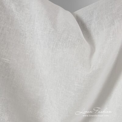Off-white linen fabric with silver lurex, unwashed