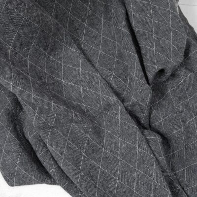 Blue double-sided patterned washed linen fabric product detail