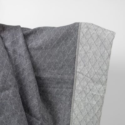 Blue double-sided linen fabric in diamond pattern