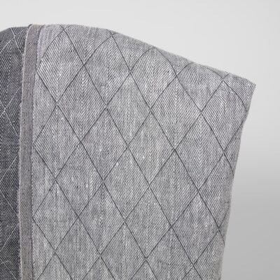 Blue double-sided linen fabric in diamond pattern light side