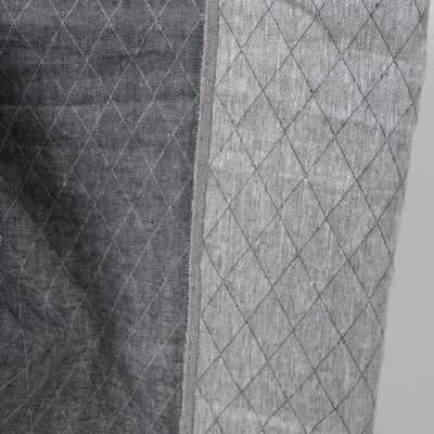 Blue double-sided linen fabric in diamond pattern blue side