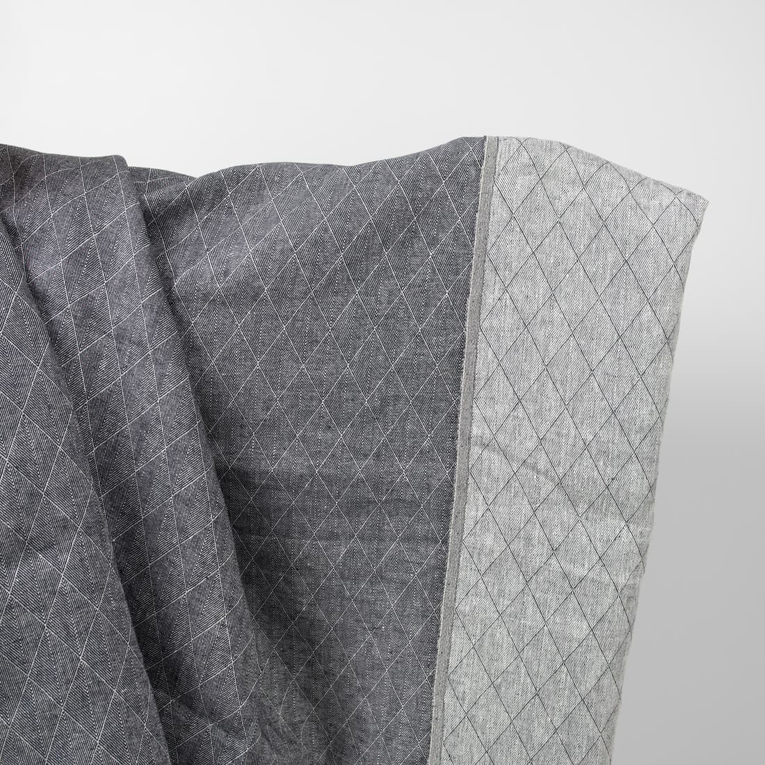 Blue double-sided linen fabric in diamond pattern