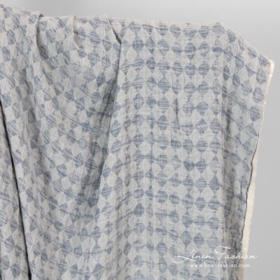 Linen cotton fabric in grey rhombus washed 5 Linen cotton fabric in grey rhombus washed.