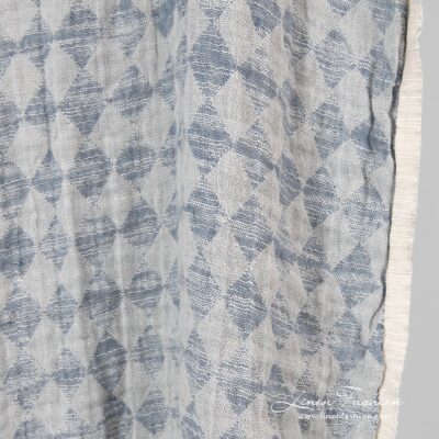 Linen cotton fabric in grey rhombus washed 7 Linen cotton washed fabric in grey.