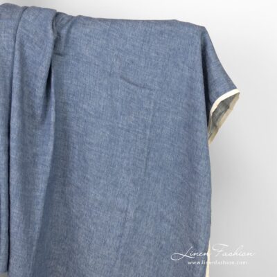 Bluish white linen cotton fabric washed 9 Bluish white linen cotton fabric, fine delicate design