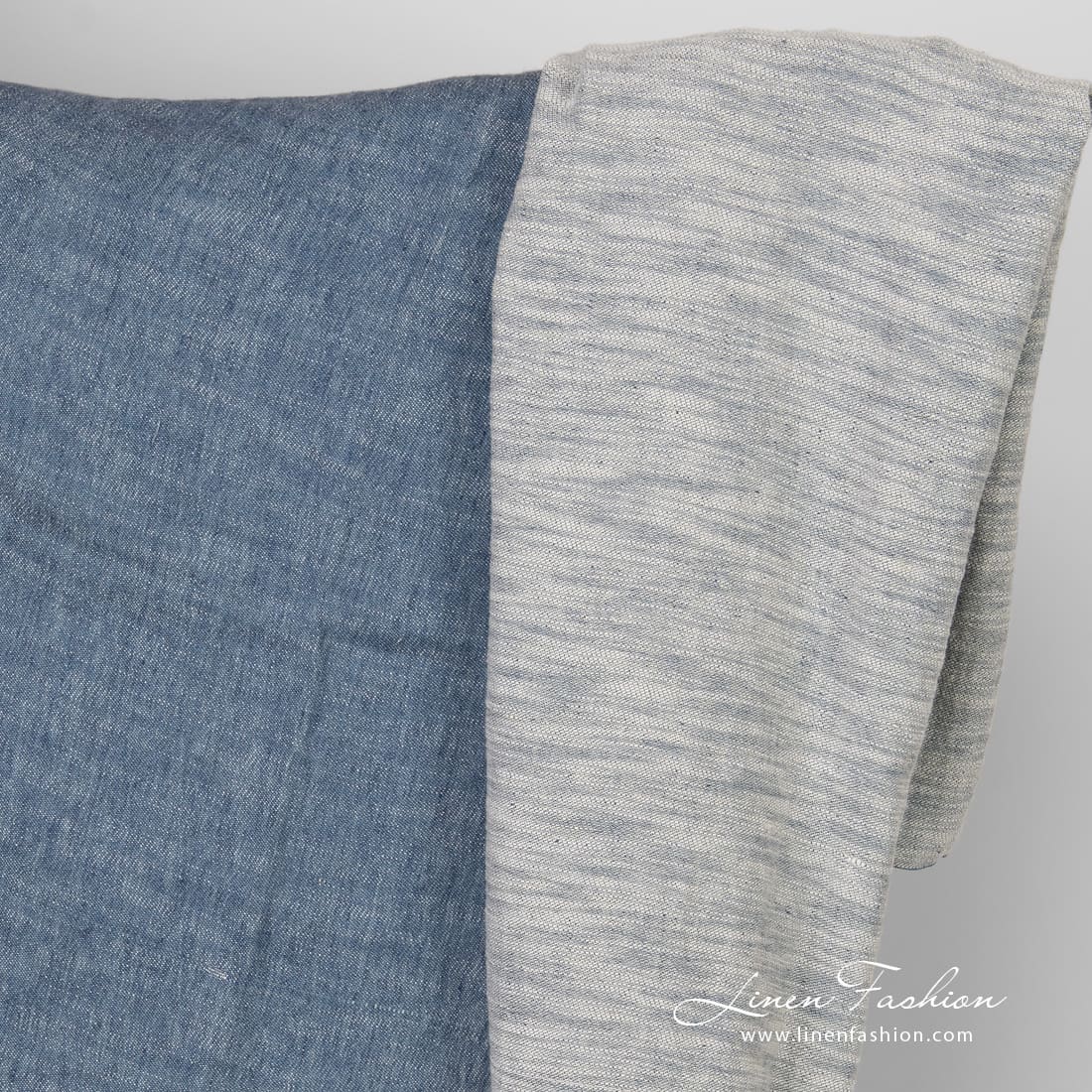 Bluish white linen cotton fabric