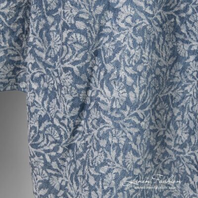 Linen cotton jacquard fabric with flowery ornaments