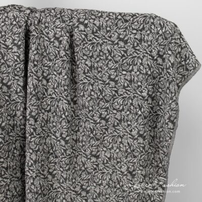 Black linen cotton jacquard fabric