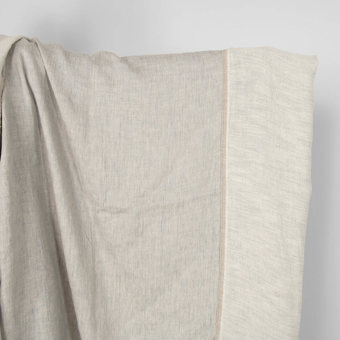 Washed linen cotton satin fabric beige-grey