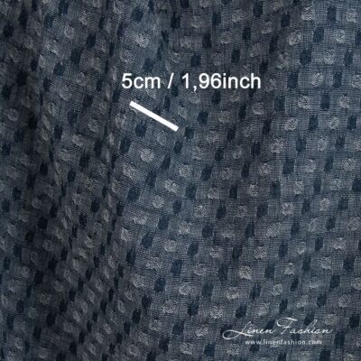 Linen wool fabric woven from bluish black and white yarns