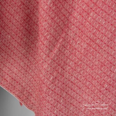 Washed linen fabric red and grey tiny diamonds 7 Washed linen fabric, red and grey small diamond pattern