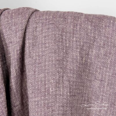 Washed linen fabric purple small diamond pattern 6 Purple grey patterned linen fabric, washed