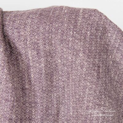 Washed linen fabric purple small diamond pattern 7 Purple linen fabric in small diamonds, washed