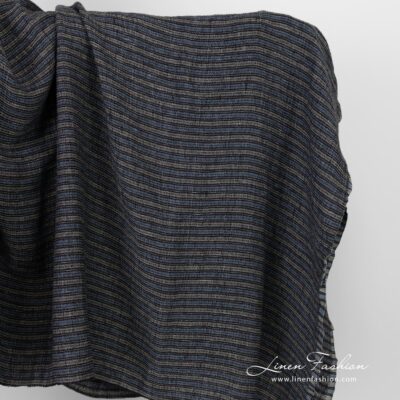 Washed striped linen fabric in waffle pattern 5 Striped linen fabric in waffle pattern