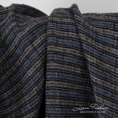 Washed striped linen fabric in waffle pattern 6 Striped linen fabric in waffle pattern, high quality