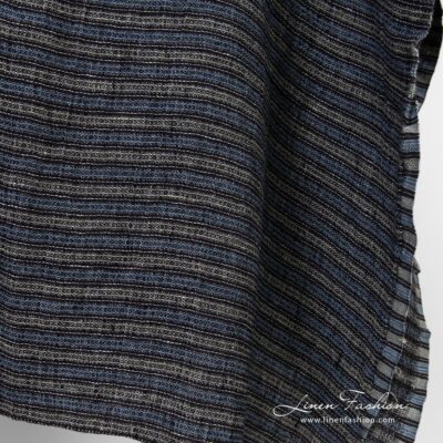 Washed striped linen fabric in waffle pattern 7 Striped linen fabric in waffle pattern, washed