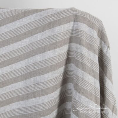 Natural colour linen fabric in stripes washed 6 Natural color linen fabric in stripes, washed