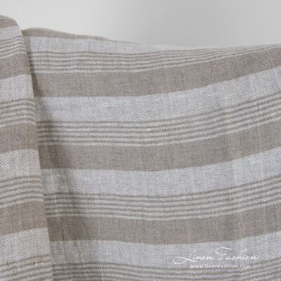 Natural colour linen fabric in stripes washed 7 Natural color linen fabric in stripes, specially washed to increase softness