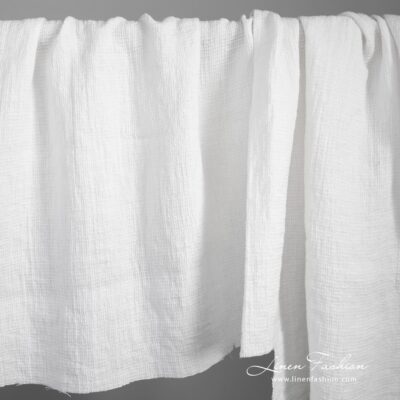Washed off-white waffle linen fabric 3 White linen fabric